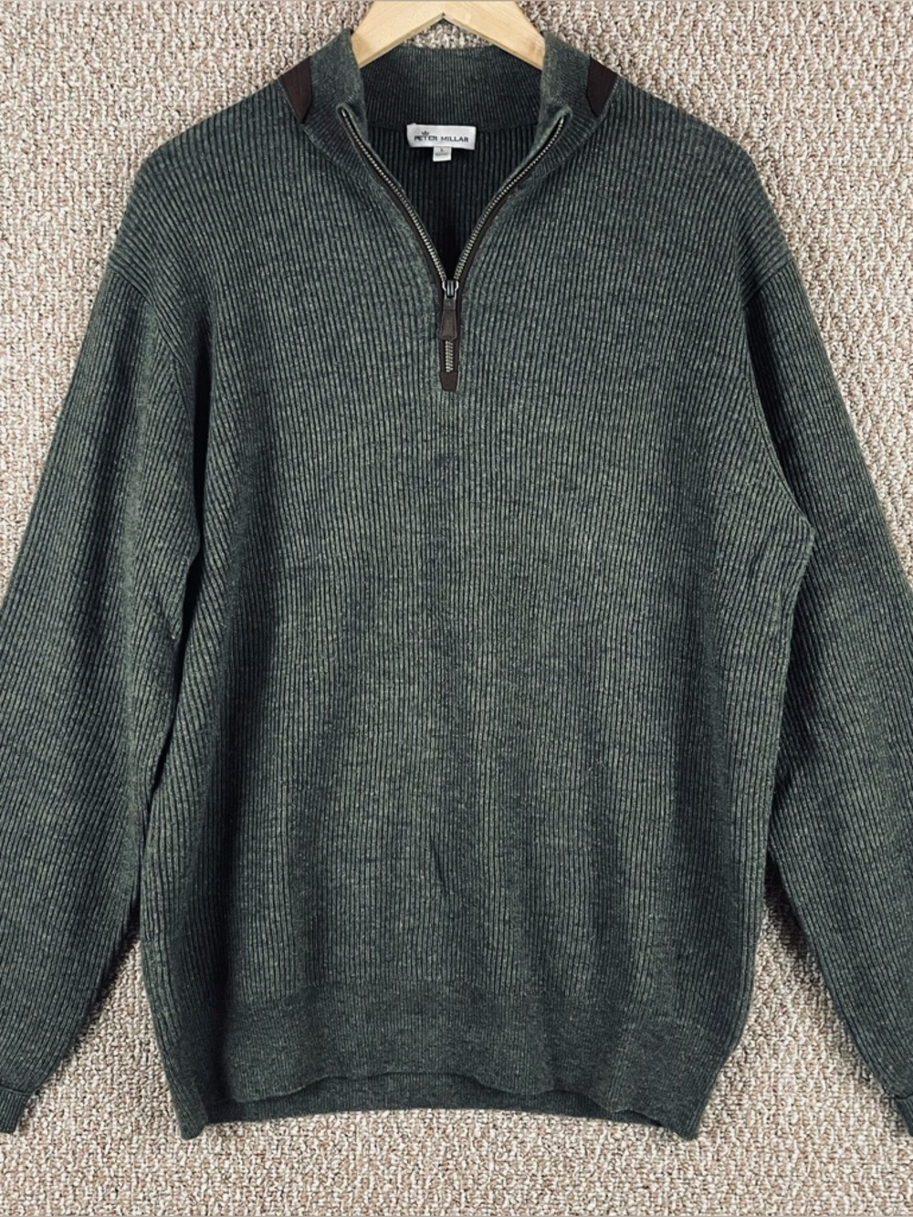 Peter Millar Sweater Men’s Large Merino Wool Cashmere 1/4 Zip Knit Pullover T19